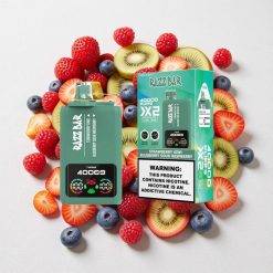 Fragola Kiwi_Mirtillo Lampone Acido Razz Bar 40000 Puffs Schermo Potenza Tipo-C Porta
